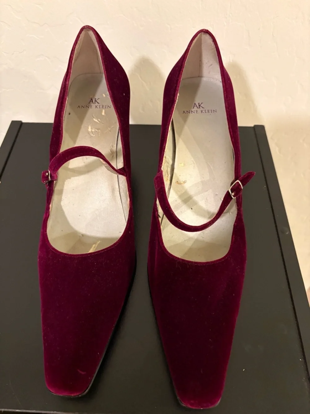 Anne Klein Wine Velvet Mary Jane Heels - Picture 1 of 7